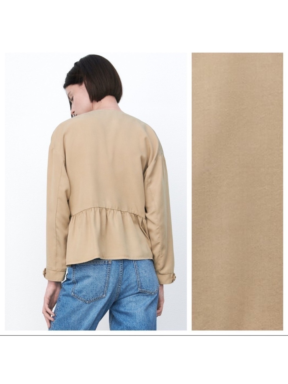 Zara 100% Lyocell Open Front Ruffle Jacket - Picture 9 of 9